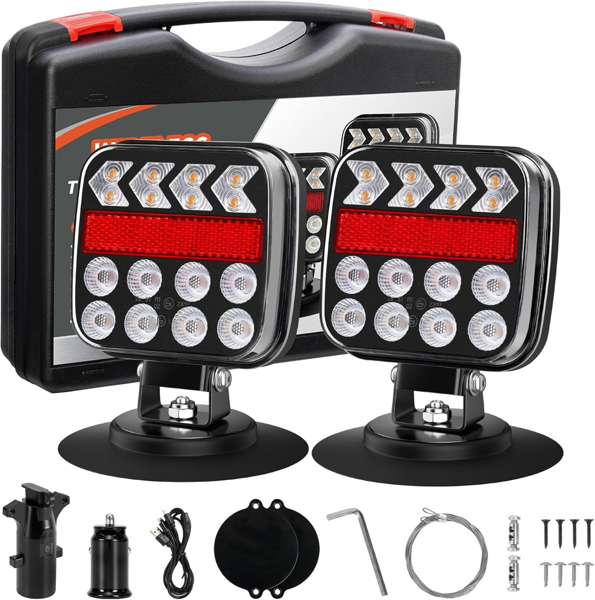 Wireless Magnetic Trailer Light Kit, Rechargeable LED Tow Tail Lights