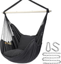 Hammock Chair Swing, Hanging Rope Seat w/ Cushions, Dark Grey