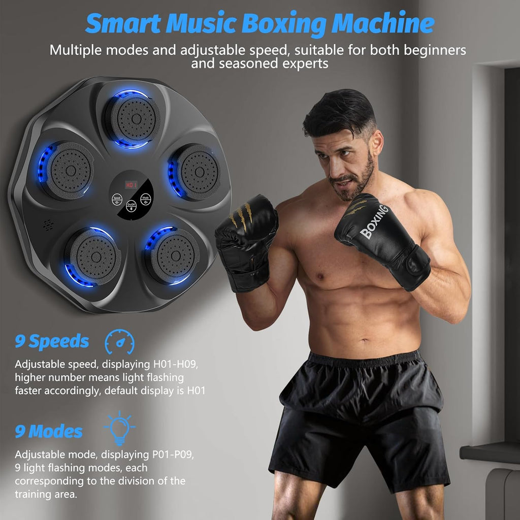 Music Boxing Machine, Interactive Punching Trainer with Boxing Gloves