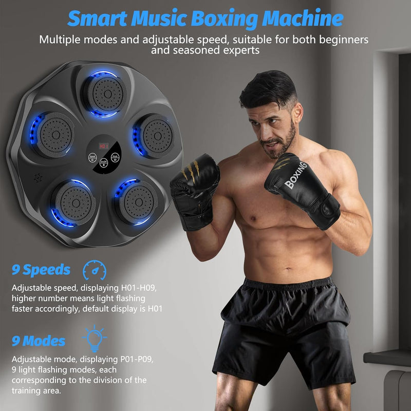 Music Boxing Machine, Interactive Punching Trainer with Boxing Gloves