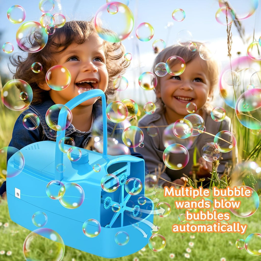 ubble Machine for Kids, High Output Bubble Maker Blower for Parties, Blue