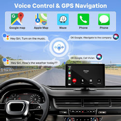 9 in Wireless CarPlay Screen, Portable Touchscreen w/ Android Auto & Camera