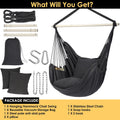 Hammock Chair Swing, Hanging Rope Seat w/ Cushions, Dark Grey