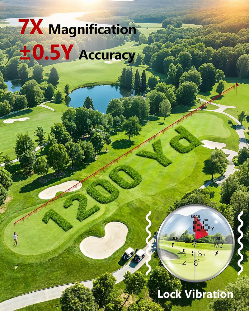 Golf Rangefinder w/ Slope Switch, Flag Lock Vibration & Magnetic Stripe