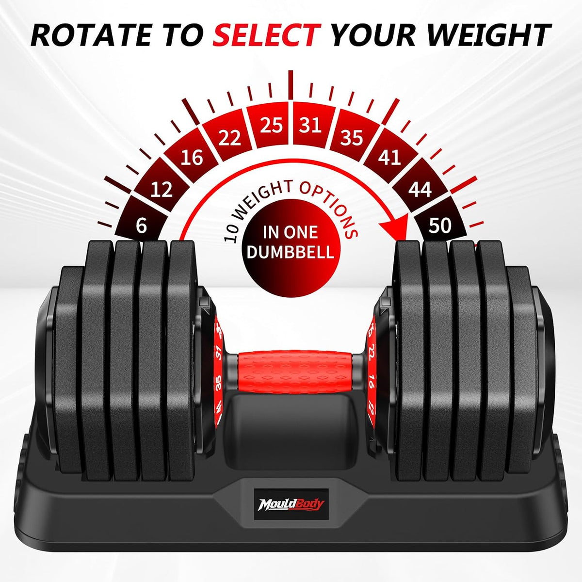 Adjustable Dumbbell Set Pair, 10-in-1 Free Weights for Home Gym Workouts