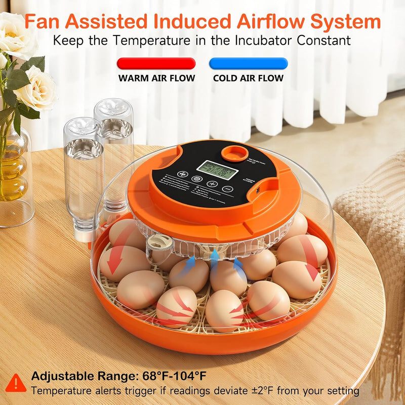 18 Egg Incubator w/ Auto Turning & Humidity Control for Poultry Hatching