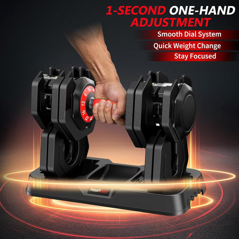 Adjustable Dumbbell Set Pair, 10-in-1 Free Weights for Home Gym Workouts