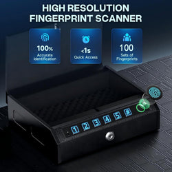 Biometric Handgun Safe, Quick Access Gun Safe w/ LED Light & Stealth Mode
