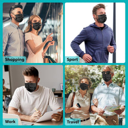100 PCS Black Disposable Face Masks, 3-Ply Daily Protection Masks