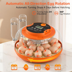 18 Egg Incubator w/ Auto Turning & Humidity Control for Poultry Hatching
