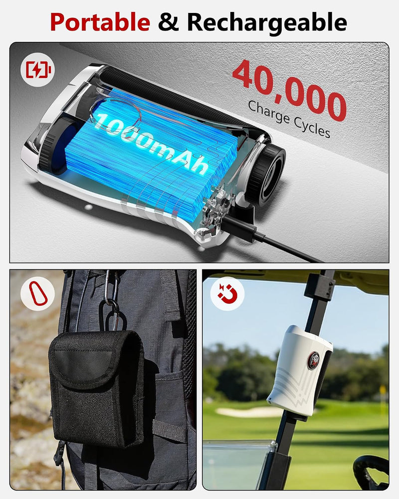 Golf Rangefinder w/ Slope Switch, Flag Lock Vibration & Magnetic Stripe