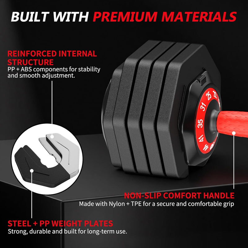 Adjustable Dumbbell Set Pair, 10-in-1 Free Weights for Home Gym Workouts