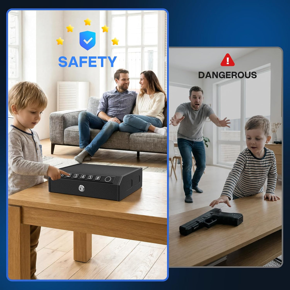 Biometric Handgun Safe, Quick Access Gun Safe w/ LED Light & Stealth Mode