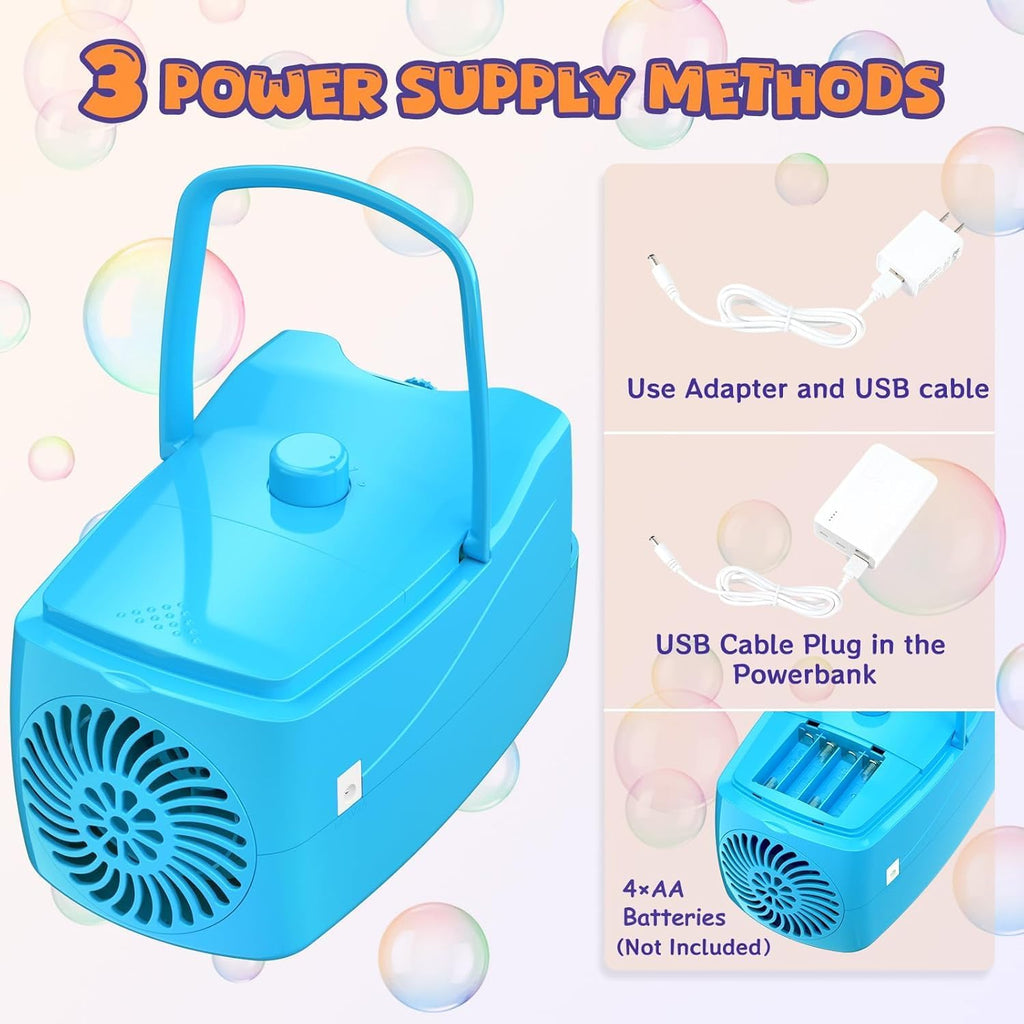ubble Machine for Kids, High Output Bubble Maker Blower for Parties, Blue