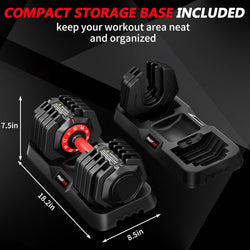Adjustable Dumbbell Set Pair, 10-in-1 Free Weights for Home Gym Workouts