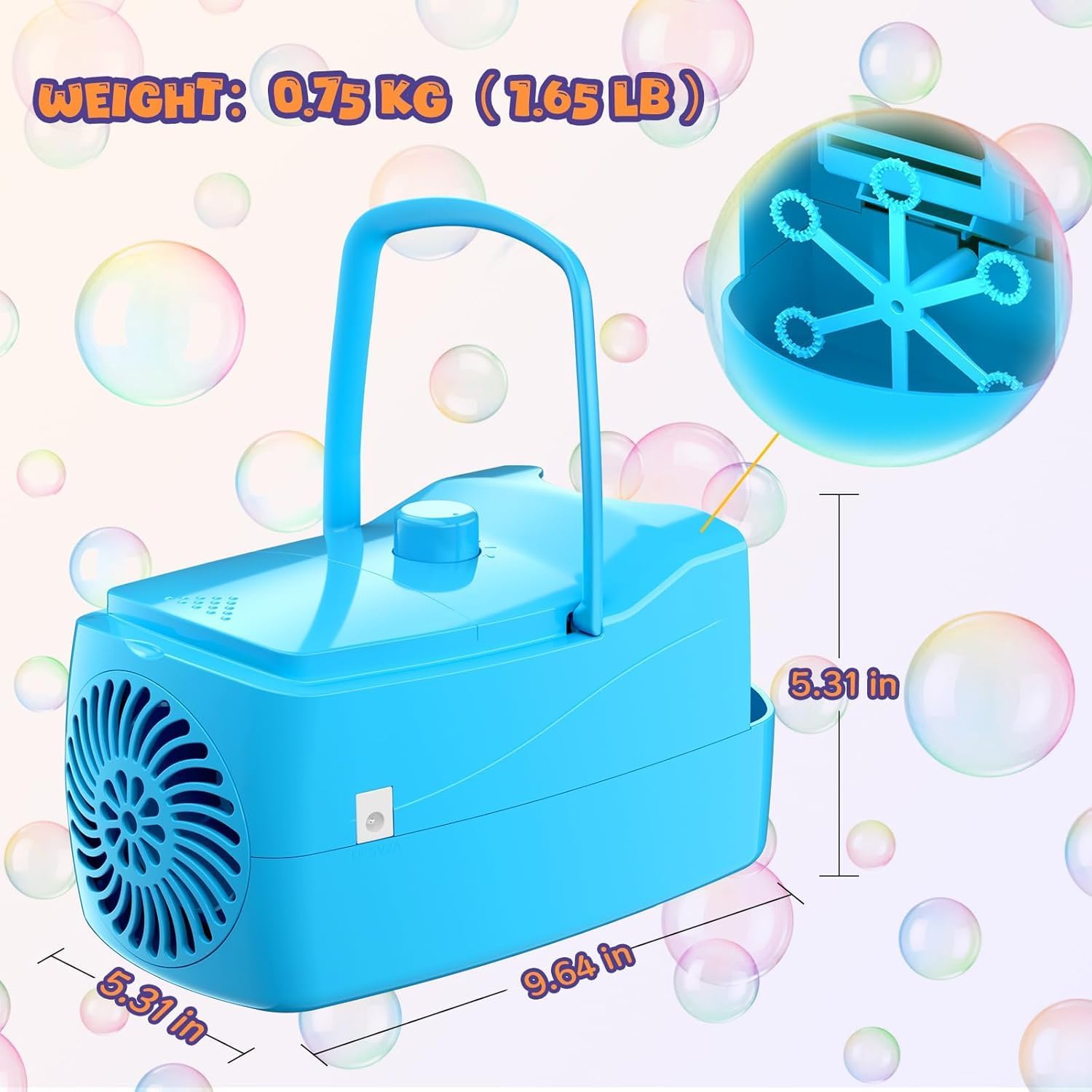 ubble Machine for Kids, High Output Bubble Maker Blower for Parties, Blue
