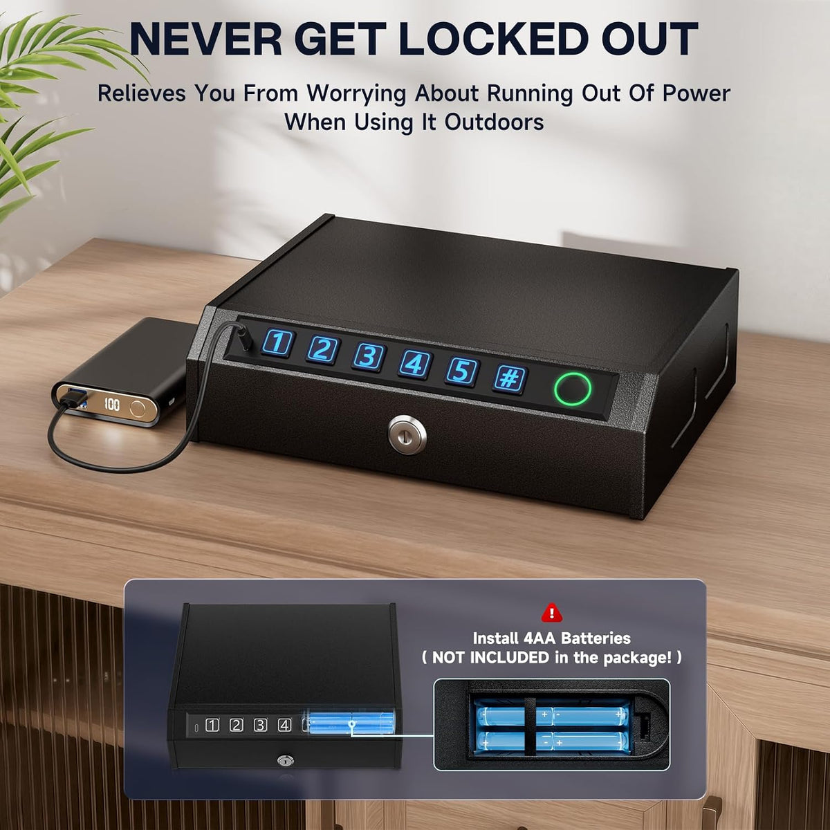 Biometric Handgun Safe, Quick Access Gun Safe w/ LED Light & Stealth Mode