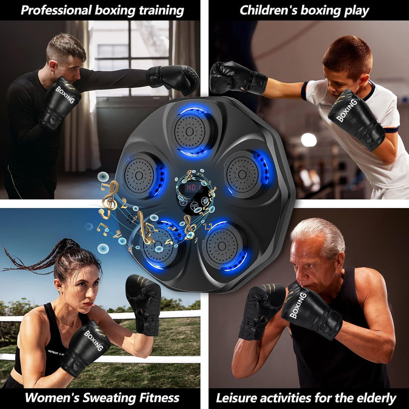 Music Boxing Machine, Interactive Punching Trainer with Boxing Gloves