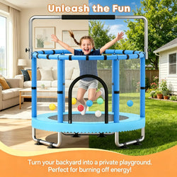 Toddler Trampoline for Kids, 440lbs Kids Trampoline with Net, Trampoline Indoor Outdoor playset with Adjustable Gymnastics Bar, Easy Assembly