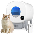 Self Cleaning Litter Box,Large Capacity Automatic Cat Litter Box Self Cleaning for Multiple Cats with App Control and Safety Protection,2 Roll Litter Bags,White