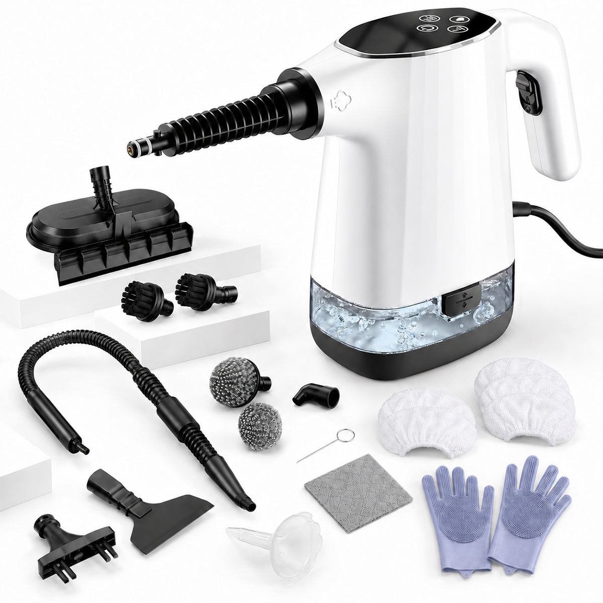 Handheld Steam Cleaner, Portable Steamer for Cleaning with 18PCS Accessories, 12s Fast Heating, Pressurized Steam Cleaner for Home, Kitchen, Bathroom, Car Detailing, Window, and Clothes, Green