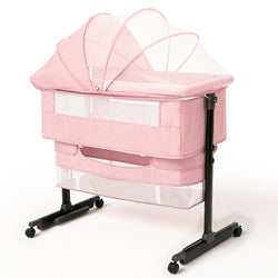 Kmaier Baby Bassinet 3 in 1 Foldable Portable Crib,6 Adjustable Height,with Wheels,Baby Bassinet Rocking-Dark Grey