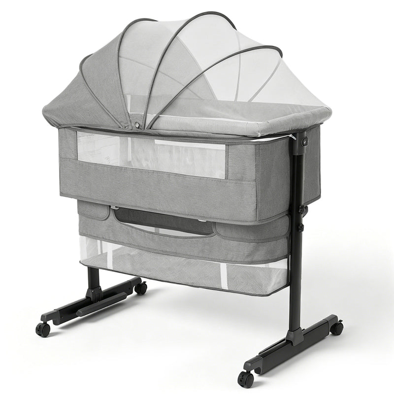Kmaier Baby Bassinet 3 in 1 Foldable Portable Crib,6 Adjustable Height,with Wheels,Baby Bassinet Rocking-Dark Grey