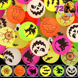 72-Count Glow-in-the-Dark Halloween Bouncy Balls, 1.18 in Rubber Party Favors, 6 Designs