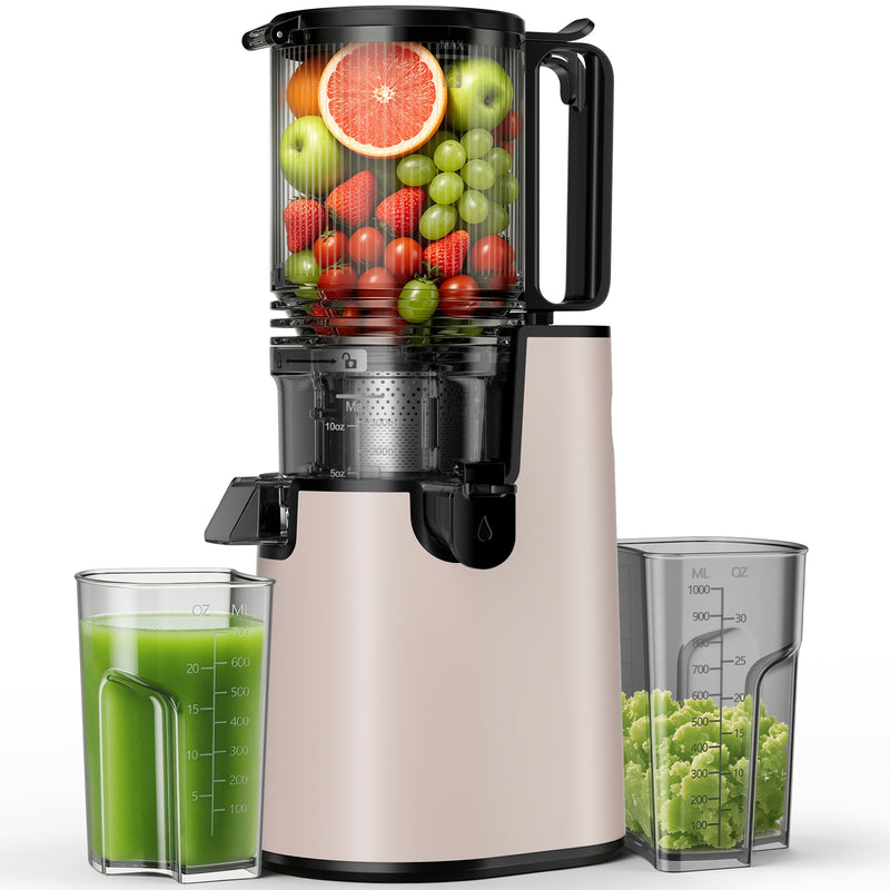 Cold Press Juicer, Juicer Machines with 5.4" Wide Feed Chute for Juice Extractor, Professional Slow Masticating Juicer for Whole Vegetables & Fruits with High Juice Yield, Easy to Clean
