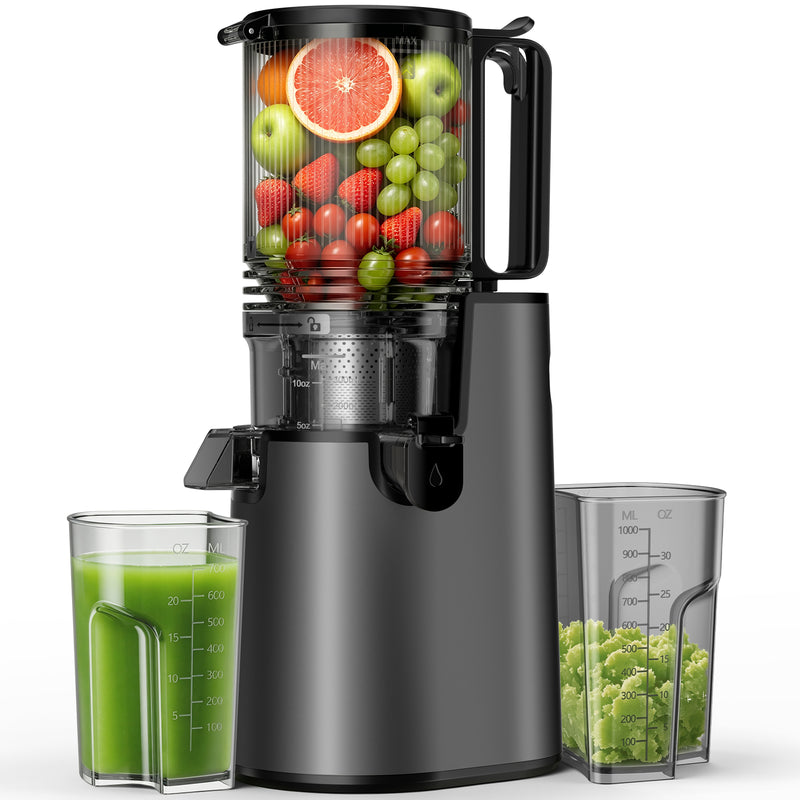 Cold Press Juicer, Juicer Machines with 5.4" Wide Feed Chute for Juice Extractor, Professional Slow Masticating Juicer for Whole Vegetables & Fruits with High Juice Yield, Easy to Clean