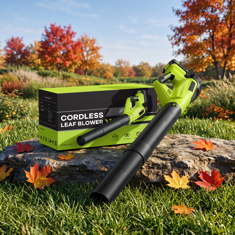 Cordless Leaf Blower, 20V Leaf Blower with 2 x 2.0Ah Batteries & Charger, Up to 450CFM/150MPH, 2 Variable Speed, Lightweight for Blowing Leaves, Patio Cleaning, Lawn Care and Dust (Green)