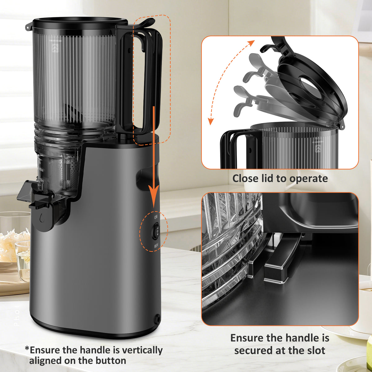 Cold Press Juicer, Juicer Machines with 5.4" Wide Feed Chute for Juice Extractor, Professional Slow Masticating Juicer for Whole Vegetables & Fruits with High Juice Yield, Easy to Clean