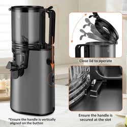 Cold Press Juicer, Juicer Machines with 5.4" Wide Feed Chute for Juice Extractor, Professional Slow Masticating Juicer for Whole Vegetables & Fruits with High Juice Yield, Easy to Clean