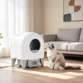 Self Cleaning Litter Box,95L Automatic Cat Litter Box Self Cleaning Large Capacity for Multiple Cats, App-Controlled with Safety Sensors, Removable Washable Liner,2 Rolls Garbage Bags,Grey