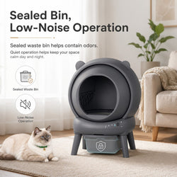 Cumrige Self Cleaning Automatic Cat Litter Box for Multiple Cats with Smart App Control, Safety Sensors, Odor Control & Quiet Operation - Gray