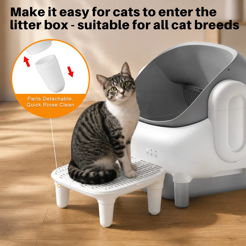 Filter Cat Litter Box Step Ramp, Anti-Tracking Litter Catcher Mat Pedal Stool, Non-Slip Step for Kitten & Senior Cats, Compatible with Self-Cleaning Litter Box