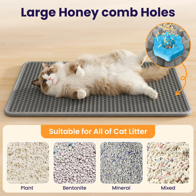 Soft Leakproof EVA Cat Litter Mat, Double-Layer Honeycomb Design Trapper, Easy-Clean Floor Protection Accessory for Cat Litter Boxes #Summervibes #petLovers
