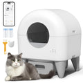 Self Cleaning Litter Box,95L Automatic Cat Litter Box Self Cleaning Large Capacity for Multiple Cats, App-Controlled with Safety Sensors, Removable Washable Liner,2 Rolls Garbage Bags,Grey