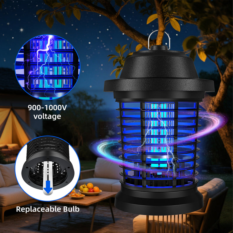 Bug Zapper, Mosquito Zapper, Fly Trap Mosquito Lamp, Effective bug control-4000 SqFt Coverage-1000V power grid-ABS Plastic-Easy to clean, Mosquito And Fly Trap For Home, 2 Prong Plug, Gifts For Family And Friends