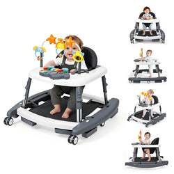 baby walker5 in 1 Baby Walker with Wheels Seat Activity Toys Adjustable Foldable Walker Bouncer