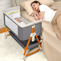 Baby Bassinet Bedside Sleeper, 6 Heights, Cradle Mode, Wheels, Foldable Crib with Mattress