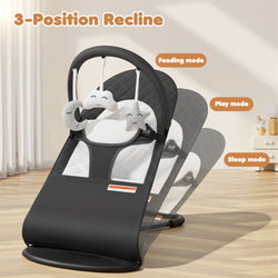 Baby Bouncer, Portable Baby Bouncer Seat for Baby 0-18 Months, 3 Modes with Rocker and Stationary Options, Infant Rocker Chair with Hanging Toys（副本）
