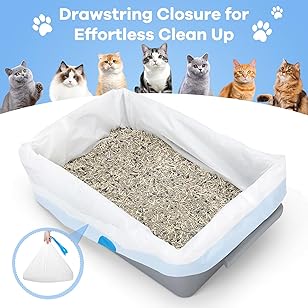 Cat Litter Bags, 60 Pack Durable Drawstring Litter Box Liners for Automatic Cat Litter Box, Heavy-Duty,Replacement bags for M4 Self-Cleaning Litter Boxes