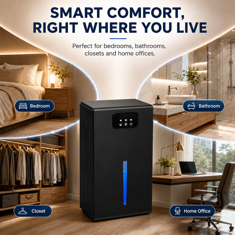 Quiet Portable Dehumidifier with Large Tank, Sleep Mode and Ambient Night Light