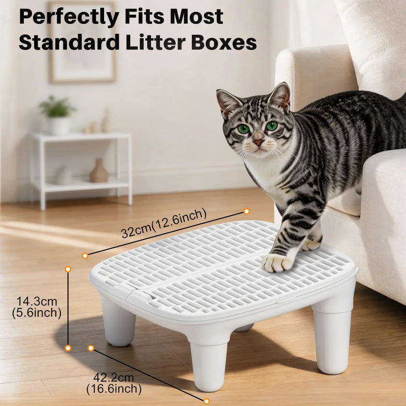 Filter Cat Litter Box Step Ramp, Anti-Tracking Litter Catcher Mat Pedal Stool, Non-Slip Step for Kitten & Senior Cats, Compatible with Self-Cleaning Litter Box