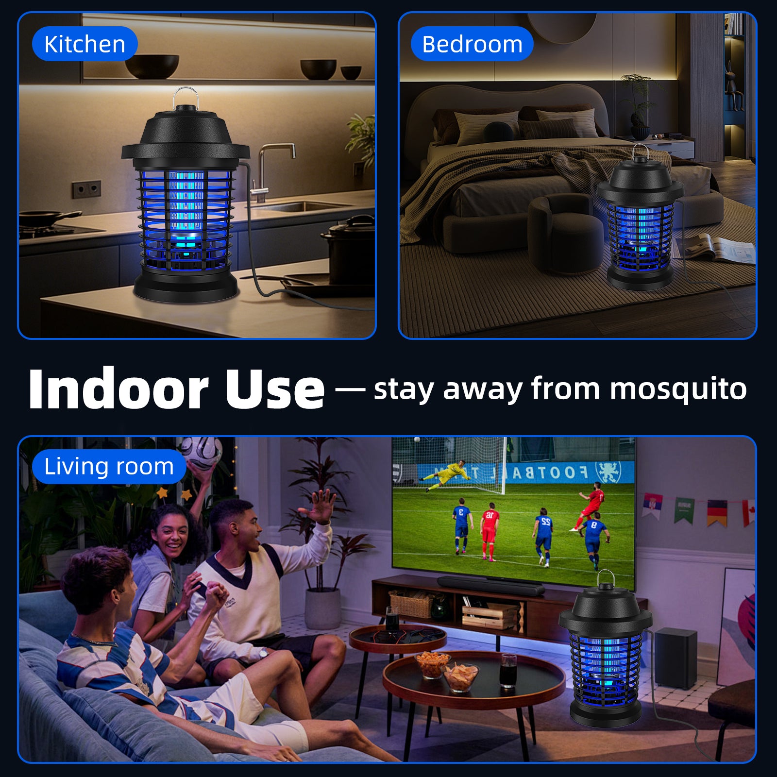 Bug Zapper, Mosquito Zapper, Fly Trap Mosquito Lamp, Effective bug control-4000 SqFt Coverage-1000V power grid-ABS Plastic-Easy to clean, Mosquito And Fly Trap For Home, 2 Prong Plug, Gifts For Family And Friends