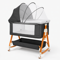 Baby Bassinet, Crib for Infant and Newborn, Bedside Sleeper with Storage Basket and Mosquito Net, Easy to Fold, Height Adjustable, Portable Side Bed Crib