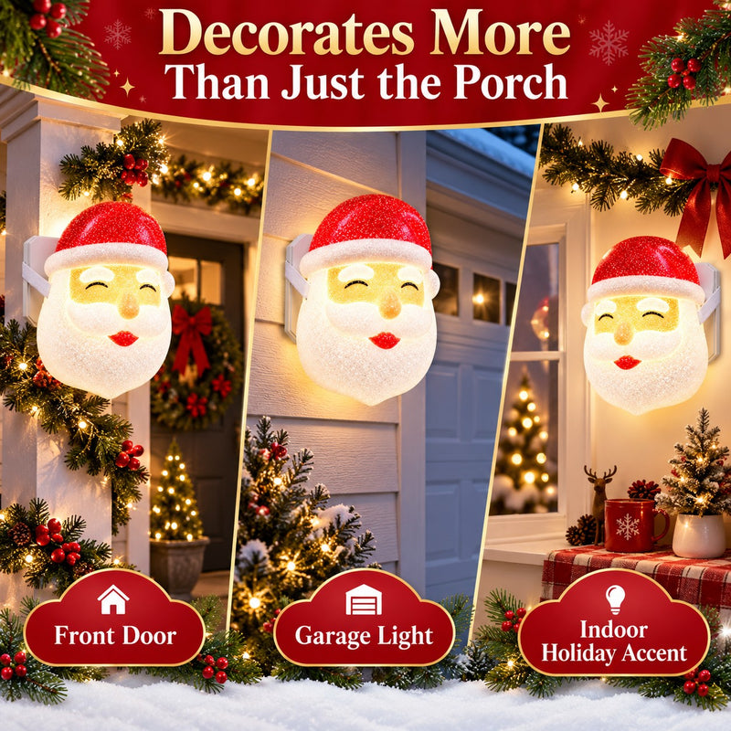 2 Pack Santa Christmas Porch Light Covers with Elastic Straps, Outdoor Holiday Decorations
