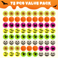 72-Count Glow-in-the-Dark Halloween Bouncy Balls, 1.18 in Rubber Party Favors, 6 Designs