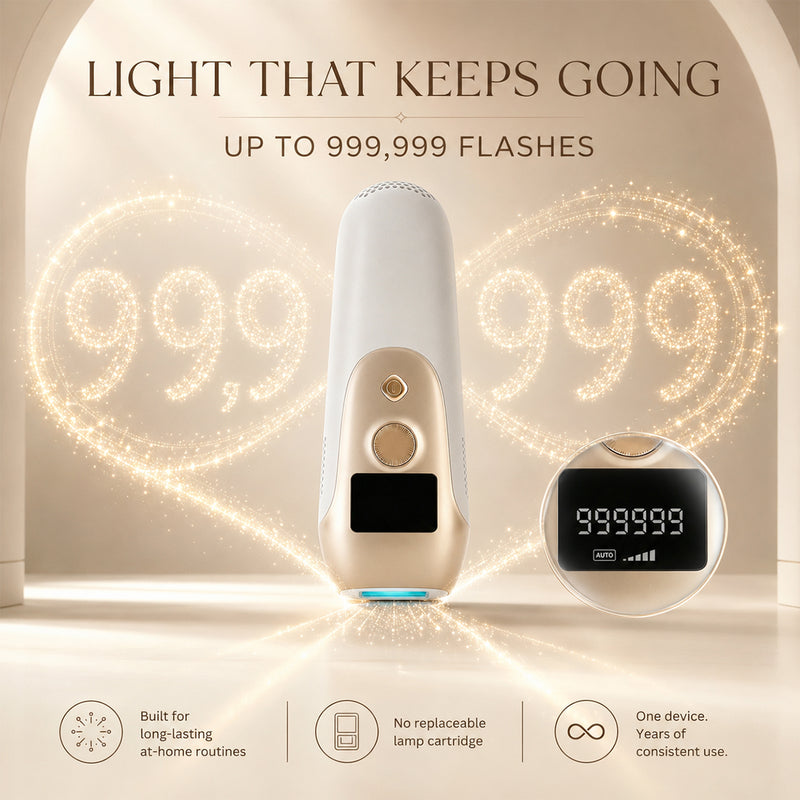 Hair Removal Device with Cooling, 5 Energy Levels, Glide Mode for Face and Body